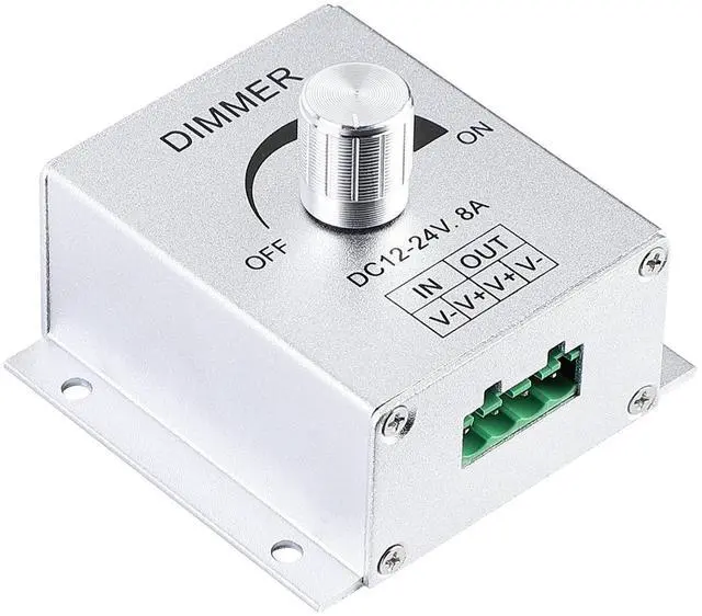 Alt view image 2 of 6 - KEHIPI 12V Dimmer Switch, Dimmer Knob Aluminium Case DC12V-24V 8A Single Channel Knob Dimmer Controller for LED Strip Bulb Lamp Light 5050 3528 5630 Single Color LED Strips