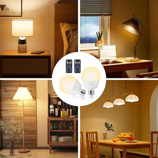 Alt view image 7 of 7 - KEHIPI E26 Rechargeable Light Bulb with Remote Timer and 3 Color Temperatures, Battery Backup Bulb for Sconces and Lamps, E26 Detachable Charging for Non-Hardwired Fixture, Dimmer, 700LM