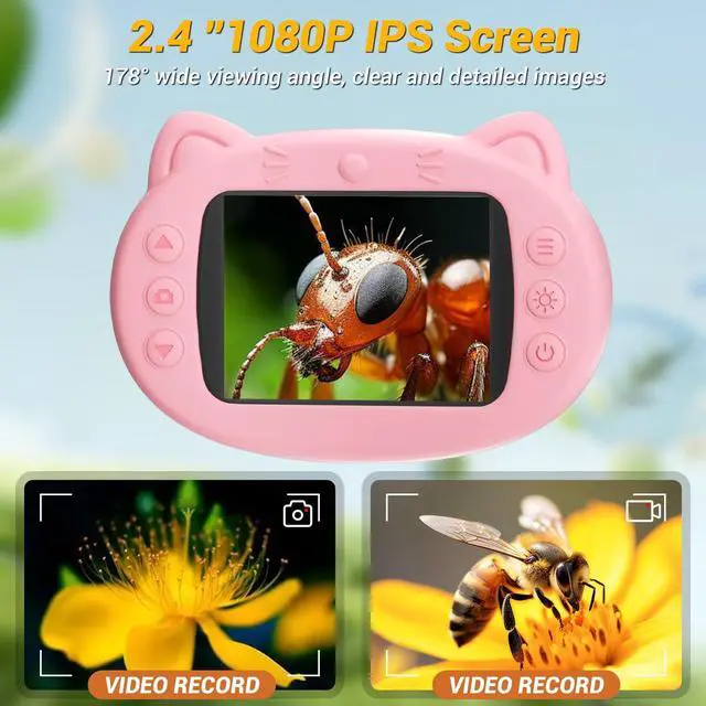 Alt view image 3 of 7 - KEHIPI 2.4" Screen Pocket Kids Microscope: 1000X Handheld Microscope for Photo and Video - Portable Science Kits STEM Toys Christmas/Birthday Gifts for Girls & Boys Ages 3-12(Pink)