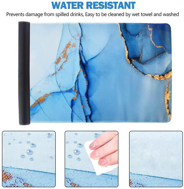 Alt view image 3 of 7 - KEHIPI Extended Gaming Mouse Pad, XL Large Keyboard Mouse Mat Desk Pad with Stitched Edges, Durable Non-Slip Base Mousepad for Home Office Work, 35x15.7inch,Blue Marble