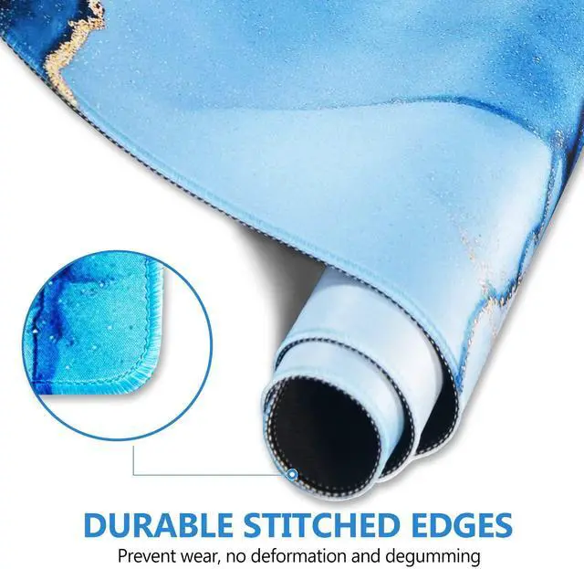 Alt view image 2 of 7 - KEHIPI Extended Gaming Mouse Pad, XL Large Keyboard Mouse Mat Desk Pad with Stitched Edges, Durable Non-Slip Base Mousepad for Home Office Work, 35x15.7inch,Blue Marble