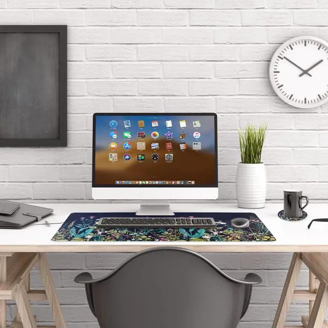 Alt view image 7 of 7 - KEHIPI Extended Gaming Mouse Pad, XL Large Keyboard Mouse Mat Desk Pad with Stitched Edges, Durable Non-Slip Base Mousepad for Home Office Work, 35x15.7inch,Flowers Plants