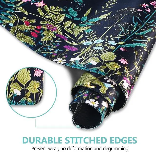 Alt view image 3 of 7 - KEHIPI Extended Gaming Mouse Pad, XL Large Keyboard Mouse Mat Desk Pad with Stitched Edges, Durable Non-Slip Base Mousepad for Home Office Work, 35x15.7inch,Flowers Plants