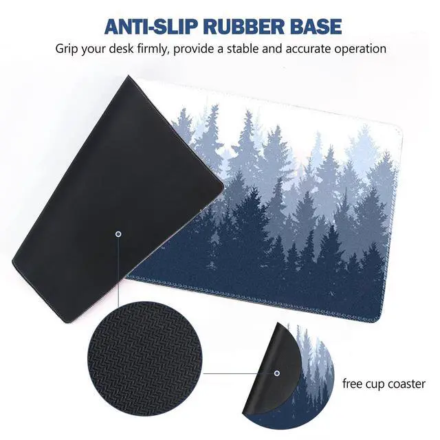 Alt view image 2 of 7 - KEHIPI Extended Gaming Mouse Pad, XL Large Keyboard Mouse Mat Desk Pad with Stitched Edges, 35x15.7inch Durable Non-Slip Base Mousepad for Home Office, Misty Forest