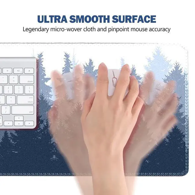 Alt view image 4 of 7 - KEHIPI Extended Gaming Mouse Pad, XL Large Keyboard Mouse Mat Desk Pad with Stitched Edges, 35x15.7inch Durable Non-Slip Base Mousepad for Home Office, Misty Forest