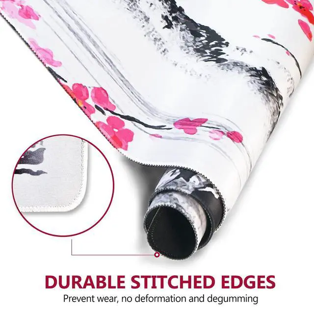 Alt view image 2 of 7 - KEHIPI Extended Gaming Mouse Pad, XL Large Keyboard Mouse Mat Desk Pad with Stitched Edges, Durable Non-Slip Base Landscape Mousepad for Home Office, Mountain Sakura Ink Painting