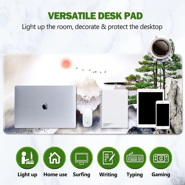 Alt view image 2 of 7 - KEHIPI Extended Gaming Mouse Pad, XL Large Keyboard Mouse Mat Desk Pad with Stitched Edges, Durable Non-Slip Base Landscape Mousepad for Home Office, 35x15.7inch, Pine Tree Mountains