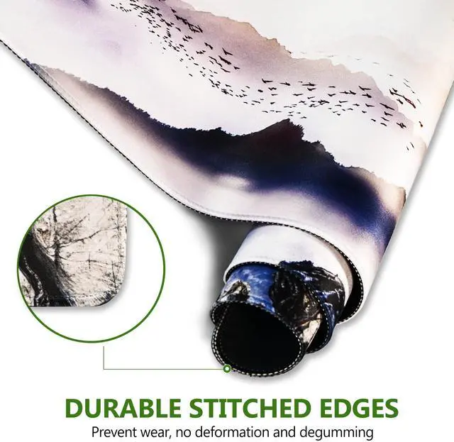 Alt view image 3 of 7 - KEHIPI Extended Gaming Mouse Pad, XL Large Keyboard Mouse Mat Desk Pad with Stitched Edges, Durable Non-Slip Base Landscape Mousepad for Home Office, 35x15.7inch, Pine Tree Mountains