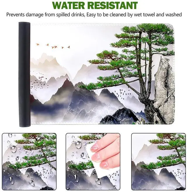 Alt view image 5 of 7 - KEHIPI Extended Gaming Mouse Pad, XL Large Keyboard Mouse Mat Desk Pad with Stitched Edges, Durable Non-Slip Base Landscape Mousepad for Home Office, 35x15.7inch, Pine Tree Mountains