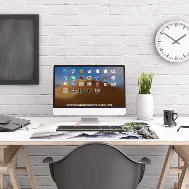 Alt view image 6 of 7 - KEHIPI Extended Gaming Mouse Pad, XL Large Keyboard Mouse Mat Desk Pad with Stitched Edges, Durable Non-Slip Base Landscape Mousepad for Home Office, 35x15.7inch, Pine Tree Mountains