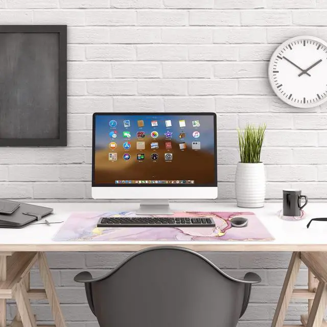 Alt view image 5 of 7 - KEHIPI Extended Gaming Mouse Pad, XL Large Keyboard Mouse Mat Desk Pad with Stitched Edges, Durable Non-Slip Base Mousepad for Home Office Work, 35x15.7inch, Pink Purple Marble