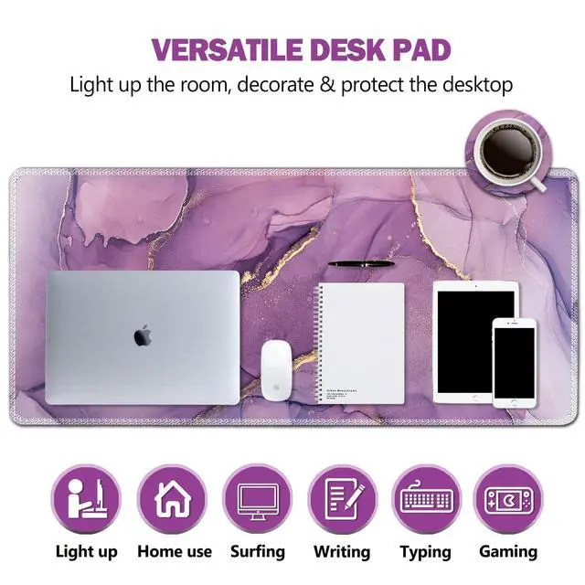 Alt view image 2 of 7 - KEHIPI Large Gaming Mouse Pad, XXL Keyboard Mouse Mat Extended Desk Pad with Stitched Edges, Durable Non-Slip Base Mousepad for Home Office, 35x15.7inch, Purple Marble