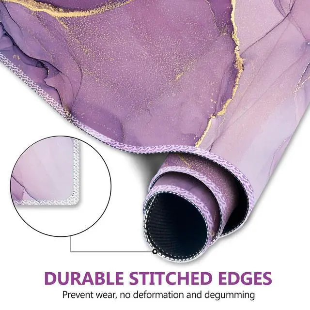 Alt view image 4 of 7 - KEHIPI Large Gaming Mouse Pad, XXL Keyboard Mouse Mat Extended Desk Pad with Stitched Edges, Durable Non-Slip Base Mousepad for Home Office, 35x15.7inch, Purple Marble