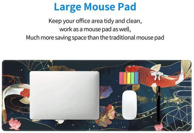 Alt view image 6 of 7 - KEHIPI Gaming Mouse Pad Desk Pad,Extended Big Mouse Pad,31.5x11.8 Inch Long Computer Keyboard Mouse Mat Mousepad with 3mm Non-Slip Base and Stitched Edge for Gaming and Office (koi)