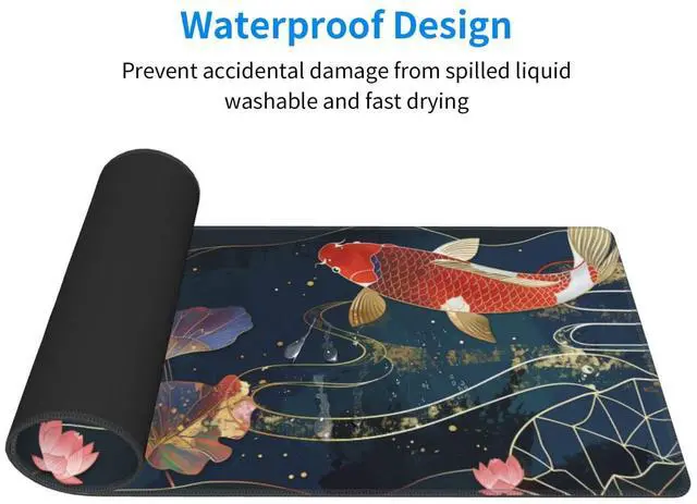 Alt view image 3 of 7 - KEHIPI Gaming Mouse Pad Desk Pad,Extended Big Mouse Pad,31.5x11.8 Inch Long Computer Keyboard Mouse Mat Mousepad with 3mm Non-Slip Base and Stitched Edge for Gaming and Office (koi)