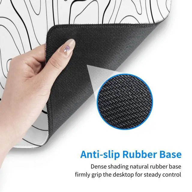 Alt view image 5 of 7 - KEHIPI Extended Gaming Mouse Pad, Large Gaming Mouse Waterproof with Stitched Edges, Non-Slip Desktop Pad for Home and Office, Level Up Your 31.5x11.8 Inch (White Topographic)