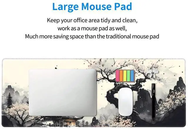 Alt view image 6 of 7 - KEHIPI Extended Gaming Mouse Pad, Large Gaming Mouse Waterproof with Stitched Edges, Non-Slip Desktop Pad for Home and Office, Level Up Your 31.5x11.8 Inch (wash Painting)