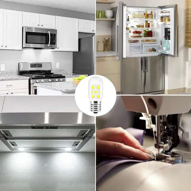 Alt view image 6 of 7 - KEHIPI LED Microwave Light Bulb Over Stove Appliance 8206232A 40W Incandescent Equivalent, E17 LED Bulb Dimmable for Refrigerator, Range Hood, 3W 380LM Daylight White 6000K, T7 Intermediate Base