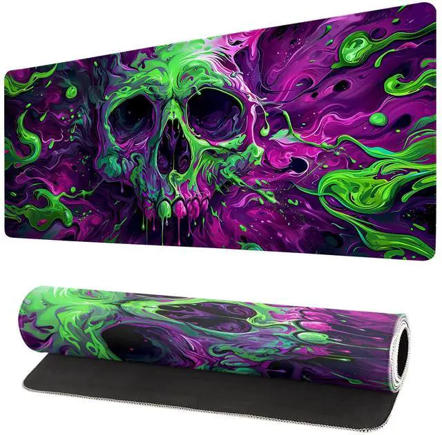 Main image of KEHIPI Gaming Mouse Pad Desk Pad,Extended Big Mouse Pad,31.5x11.8 Inch Long Computer Keyboard Mouse Mat Mousepad with 3mm Non-Slip Base and Stitched Edge for Gaming and Office (Watercolor Skull 2)