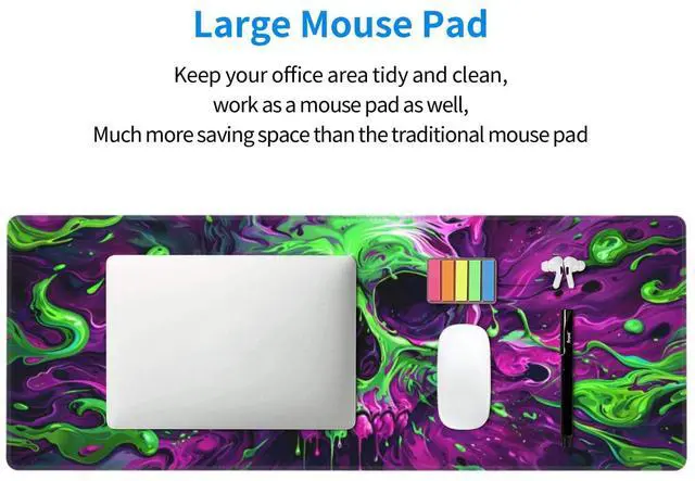 Alt view image 6 of 7 - KEHIPI Gaming Mouse Pad Desk Pad,Extended Big Mouse Pad,31.5x11.8 Inch Long Computer Keyboard Mouse Mat Mousepad with 3mm Non-Slip Base and Stitched Edge for Gaming and Office (Watercolor Skull 2)