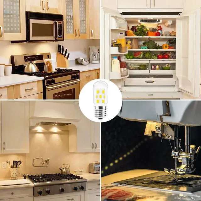 Alt view image 5 of 7 - KEHIPI  E17 LED Bulb Dimmable Microwave Light Bulb 40W Incandescent Replacement for Over Stove Appliance,Refrigerator,Range Hood,120V 3W 380LM,Warm White 3000K,E17 Intermediate Base,Pack of 4