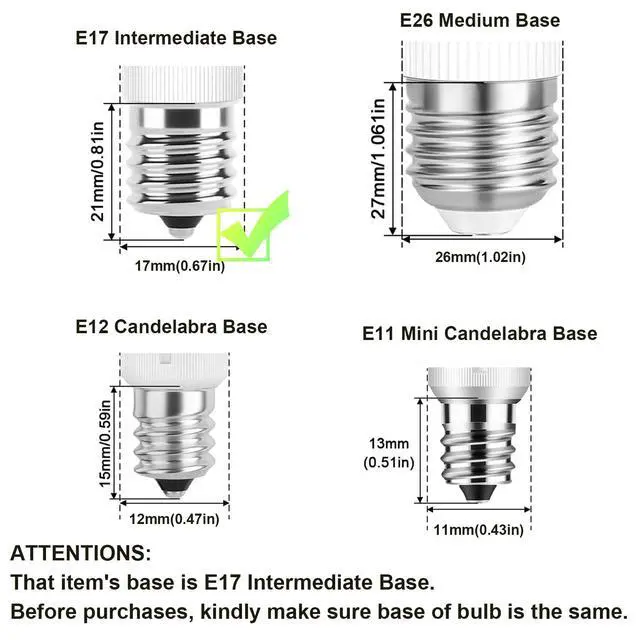 Alt view image 7 of 7 - KEHIPI  E17 LED Bulb Dimmable Microwave Light Bulb 40W Incandescent Replacement for Over Stove Appliance,Refrigerator,Range Hood,120V 3W 380LM,Warm White 3000K,E17 Intermediate Base,Pack of 4