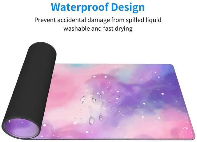 Alt view image 3 of 7 - KEHIPI Extended Gaming Mouse Pad, Large Gaming Mouse Waterproof with Stitched Edges, Non-Slip Desktop Pad for Home and Office, Level Up Your 31.5x11.8 Inch (Iridescent Cloud)