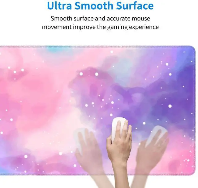 Alt view image 4 of 7 - KEHIPI Extended Gaming Mouse Pad, Large Gaming Mouse Waterproof with Stitched Edges, Non-Slip Desktop Pad for Home and Office, Level Up Your 31.5x11.8 Inch (Iridescent Cloud)