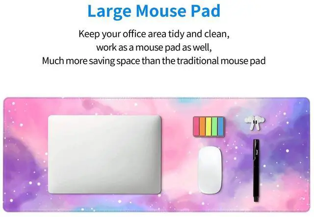 Alt view image 6 of 7 - KEHIPI Extended Gaming Mouse Pad, Large Gaming Mouse Waterproof with Stitched Edges, Non-Slip Desktop Pad for Home and Office, Level Up Your 31.5x11.8 Inch (Iridescent Cloud)