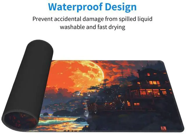 Alt view image 3 of 7 - KEHIPI Gaming Mouse Pad Desk Pad,Extended Big Mouse Pad,31.5x11.8 Inch Long Computer Keyboard Mouse Mat Mousepad with 3mm Non-Slip Base and Stitched Edge for Gaming and Office (Oil Painting)