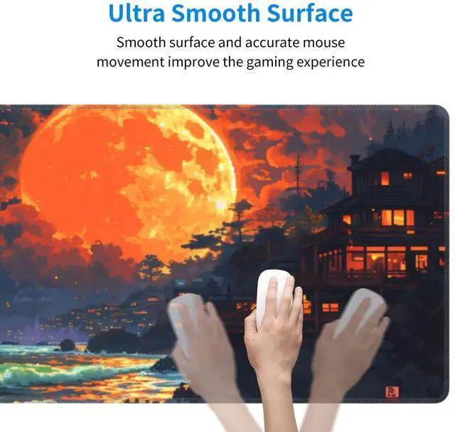 Alt view image 4 of 7 - KEHIPI Gaming Mouse Pad Desk Pad,Extended Big Mouse Pad,31.5x11.8 Inch Long Computer Keyboard Mouse Mat Mousepad with 3mm Non-Slip Base and Stitched Edge for Gaming and Office (Oil Painting)