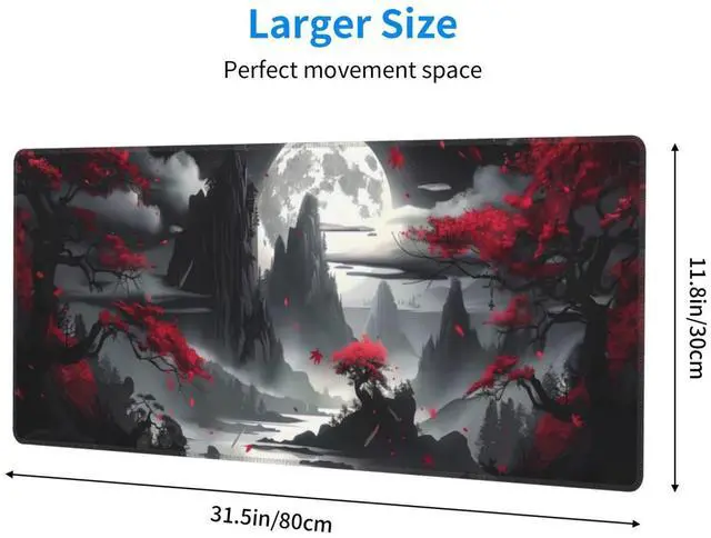 Alt view image 2 of 7 - KEHIPI Gaming Mouse Pad Desk Pad,Extended Big Mouse Pad,31.5x11.8 Inch Long Computer Keyboard Mouse Mat Mousepad with 3mm Non-Slip Base and Stitched Edge for Gaming and Office (Dark Canyon)