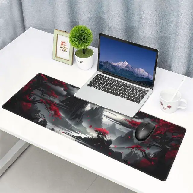 Alt view image 7 of 7 - KEHIPI Gaming Mouse Pad Desk Pad,Extended Big Mouse Pad,31.5x11.8 Inch Long Computer Keyboard Mouse Mat Mousepad with 3mm Non-Slip Base and Stitched Edge for Gaming and Office (Dark Canyon)