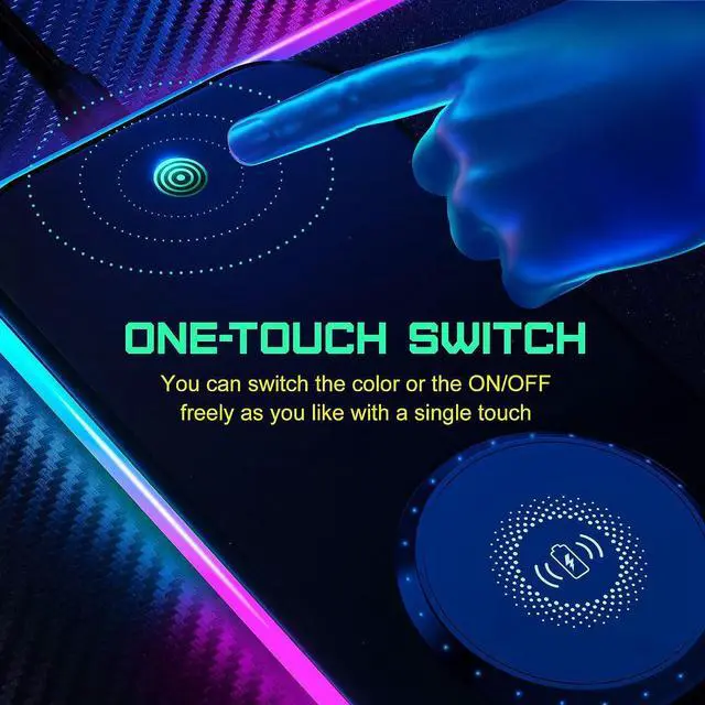 Alt view image 5 of 7 - KEHIPI RGB Gaming Mouse Pad with 15W Wireless Charging, LED Mouse Pad with 10 Light Modes, Extra Large Mousepad 800x300x4MM, Non-Slip Rubber Base Computer Keyboard Mat for Gaming, Desk (Black)