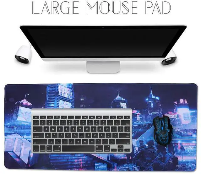 Alt view image 2 of 7 - KEHIPI Large Gaming Mouse Pad, Extended XXL Desk Pad & Non-Slip Rubber Mat for Mice and Keyboard with Stitched Edges 90x40 zisecity006