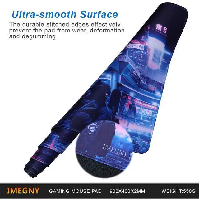 Alt view image 5 of 7 - KEHIPI Large Gaming Mouse Pad, Extended XXL Desk Pad & Non-Slip Rubber Mat for Mice and Keyboard with Stitched Edges 90x40 zisecity006