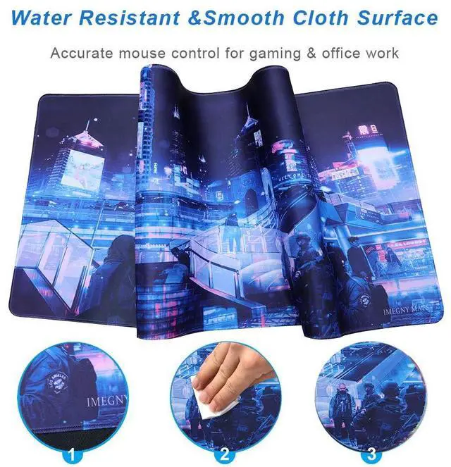 Alt view image 7 of 7 - KEHIPI Large Gaming Mouse Pad, Extended XXL Desk Pad & Non-Slip Rubber Mat for Mice and Keyboard with Stitched Edges 90x40 zisecity006