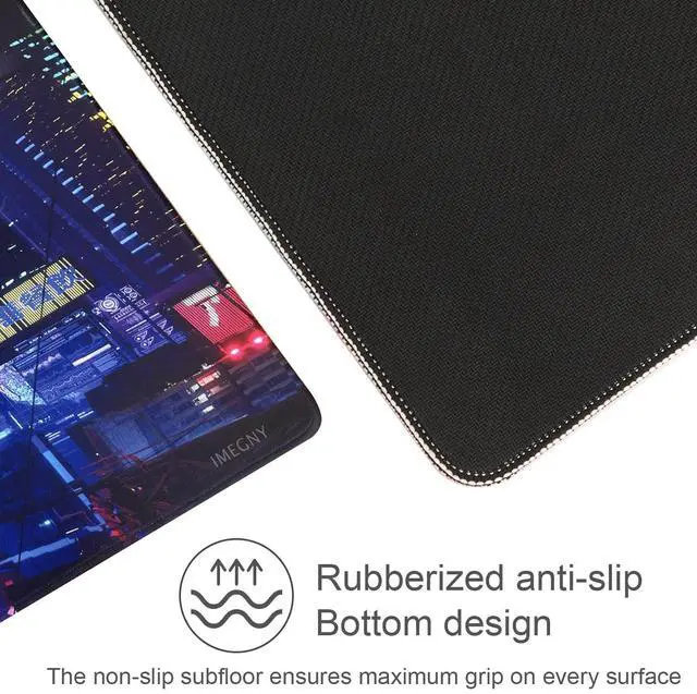 Alt view image 4 of 6 - KEHIPI Extended Gaming Mouse Pad, Portable Mat for Keyboard & Mouse with Stitched Edges + Non-Slip Rubber Base (90x40 colorfulcity002)