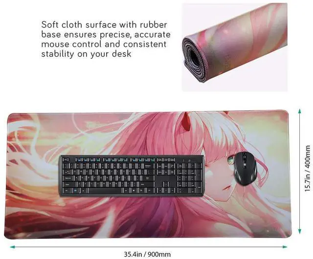 Alt view image 3 of 7 - KEHIPI Extended Gaming Mouse Pad, Portable Mat for Keyboard & Mouse with Stitched Edges + Non-Slip Rubber Base