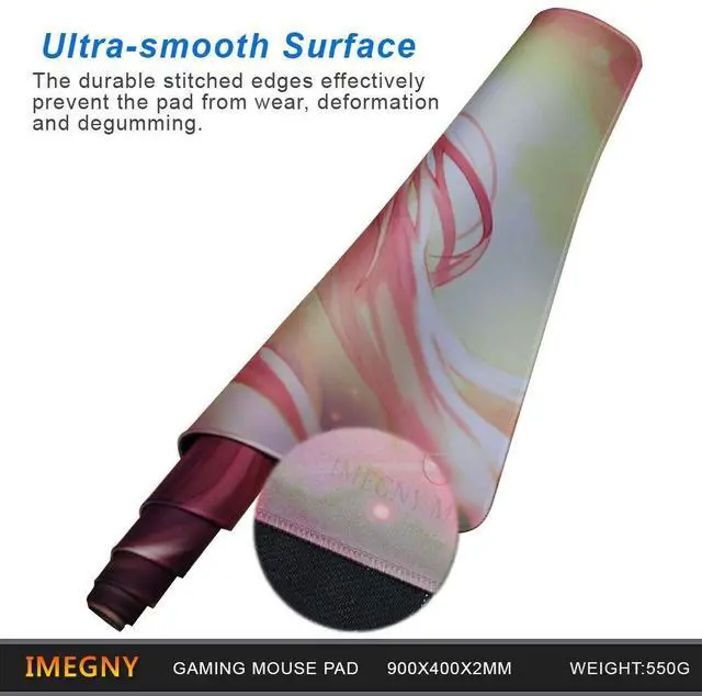 Alt view image 4 of 7 - KEHIPI Extended Gaming Mouse Pad, Portable Mat for Keyboard & Mouse with Stitched Edges + Non-Slip Rubber Base