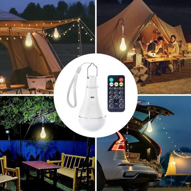 Alt view image 6 of 7 - KEHIPI  E26 Rechargeable Light Bulb with Remote and Timer, Battery Backup Bulb for Sconces and Lamps, Hanging LED Light Bulb with Hook for Camping Tent, Dimmable, 3 Color Temperatures, 4 Pack
