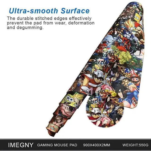 Alt view image 4 of 6 - KEHIPI Large Gaming Mouse Pad, Extended XXL Desk Pad & Non-Slip Rubber Mat for Mice and Keyboard with Stitched Edges