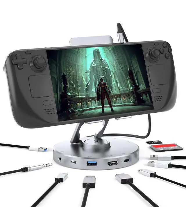 Main image of KEHIPI Docking Station for Steam Deck ROG Ally - 10 in 1 Stream Deck Dock with HDMI 2.0 4K@60Hz, SD/TF, 3.5mm Audio, PD 100W, 3 USB-A 3.0 and Full Speed Charging USB-C Port Compatible with Valve Steam
