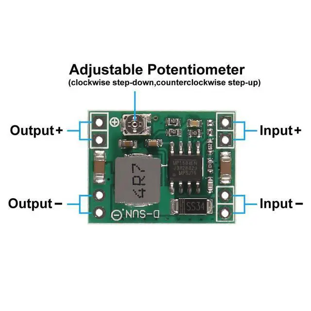 Alt view image 3 of 6 - KEHIPI 8 Pack Mini MP1584EN DC-DC Buck Converter Adjustable Power Supply Module 24V to 12V 9V 5V 3VCompatible with Arduino Raspberry Pi