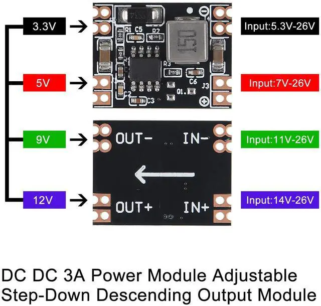 Alt view image 2 of 7 - KEHIPI 10PCS 3A Mini DC-DC Buck Step Down Converter Board Module MP1584EN 24V 12V 9V to 3.3V 5V for Car Motorcycle Battery Charging9V Output