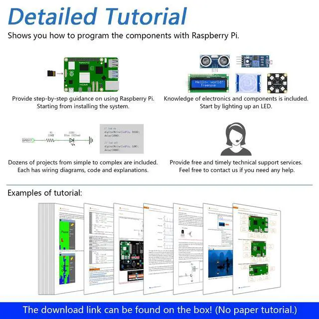 Alt view image 4 of 7 - KEHIPI Projects Kit for Raspberry Pi 5 4 B 3 B+ 400 Zero 2 W, Simple Wiring, 860-Page Detailed Tutorial, Python C Java Scratch Processing Code, 132 Projects (Raspberry Pi NOT Included)