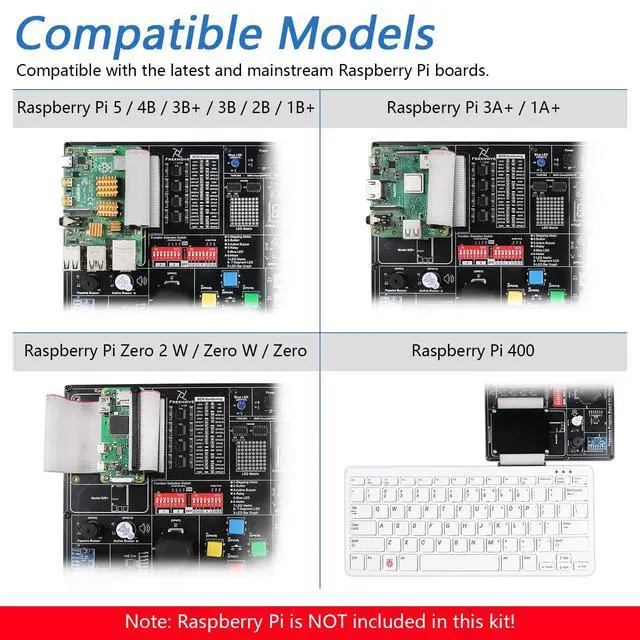 Alt view image 6 of 7 - KEHIPI Projects Kit for Raspberry Pi 5 4 B 3 B+ 400 Zero 2 W, Simple Wiring, 860-Page Detailed Tutorial, Python C Java Scratch Processing Code, 132 Projects (Raspberry Pi NOT Included)
