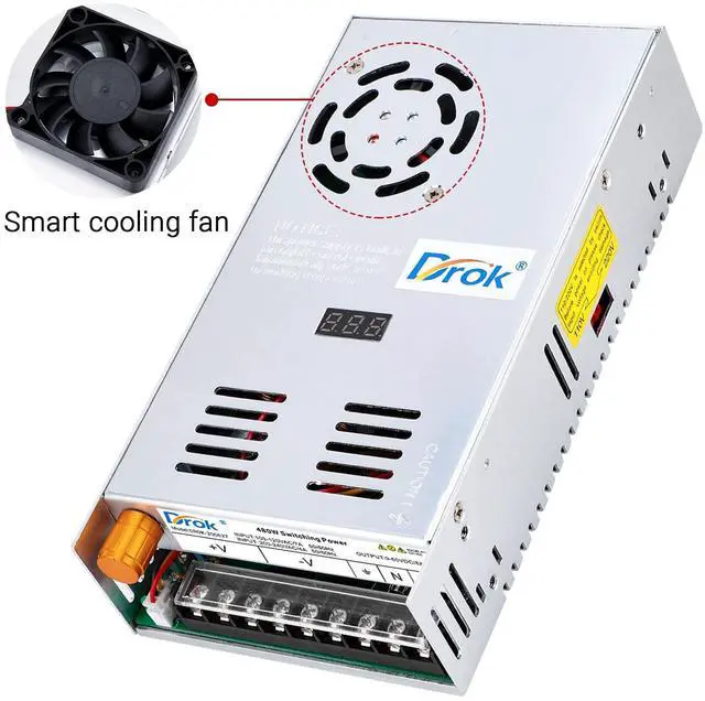 Alt view image 4 of 7 - KEHIPI 60V Power Supply, AC 110V 220V to DC 0-60V 8A 480W Buck Converter, Adjustable Variable LED Adapter Regulated 5V 12V 24V 30V 36V 48V 60Volt Transformer 3A 5A 8Amp Charger for Lab CCTV