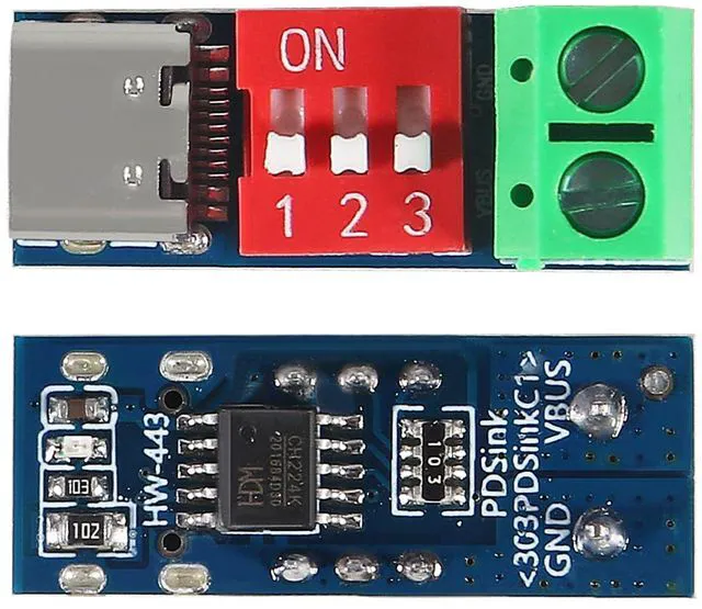 Alt view image 2 of 7 - KEHIPI 3PCS USB-C PD Trigger Board Module PD/QC Decoy Board Fast Charge USB Type-c to 5V9V12V20V High Speed Charger Power Delivery Boost Module