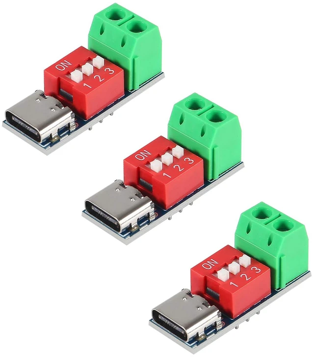 Main image of KEHIPI 3PCS USB-C PD Trigger Board Module PD/QC Decoy Board Fast Charge USB Type-c to 5V9V12V20V High Speed Charger Power Delivery Boost Module